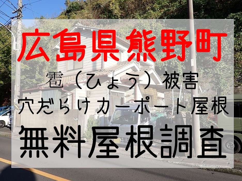 グーグルビジネス　サムネイル　広島県熊野町雹被害カーポート屋根調査